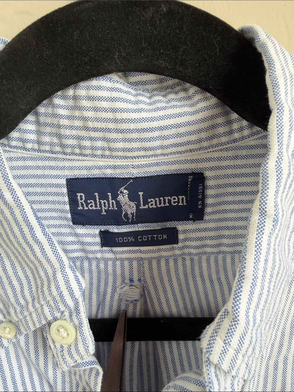 Ralph Lauren Light Blue and White Striped Button-Down Shirt - Picture 7 of 8